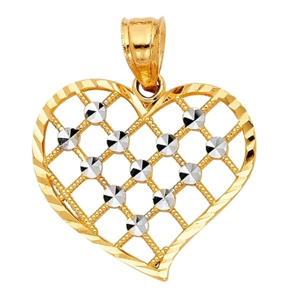 New 14K yellow and White Gold Heart Pendant